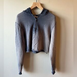 Cotton Citizen Women's Cropped Blue Ombre Bleached Hoodie Sweatshirt